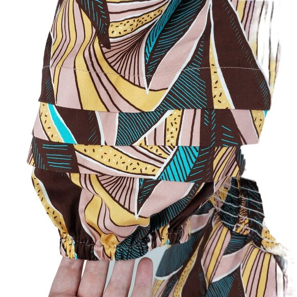 Autumn Adeigbo Della African Leaf Print Dress Smocked Pink Colorful - Picture 9 of 14